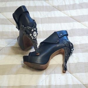 Black Boots with Swarovski Crystal